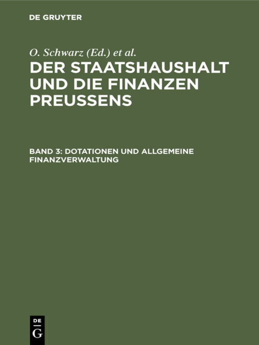 Title details for Dotationen und Allgemeine Finanzverwaltung by Otto Schwarz - Wait list